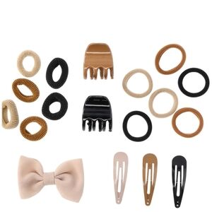 Hair Accessories 18 Piece Set In Storage Case  - Neutral Tones